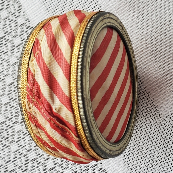 Vintage Ball Canning Jar Lid Pin Cushion Handmade Red White Stripe Dual Sided - Picture 6 of 9